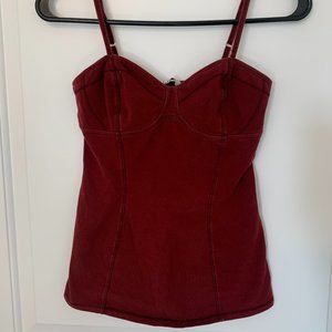 Aritzia Talula Bustier Style Tank Top - Burgundy, Size Small